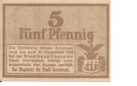 Реверс банкноты 5 пфеннигов (Германия) 1920 года