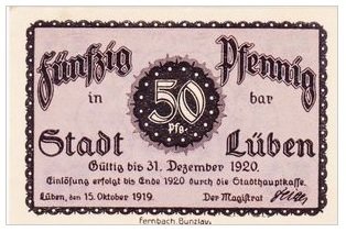 Аверс банкноты 50 fenigów (Niemcy) 1919