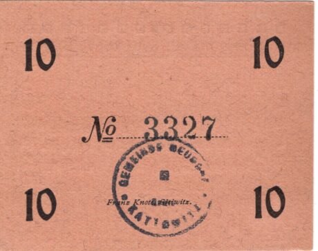 Реверс банкноты 10 пфеннигов (Германия) 1917 года