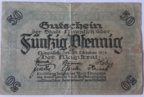 Аверс банкноты 50 fenigów (Niemcy) 1919