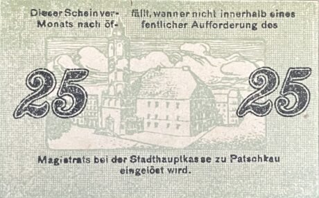 Реверс банкноты 25 fenigów (Niemcy) 1918