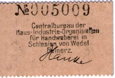 Реверс банкноты 10 fenigów Handweberei (Niemcy) 1918