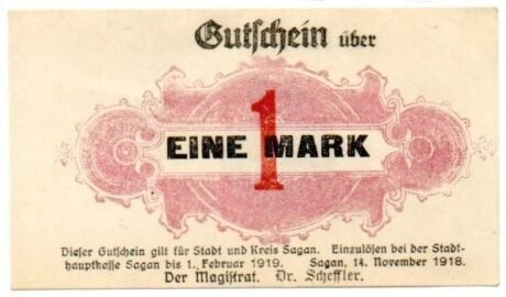 Аверс банкноты 1 marka (Niemcy) 1918