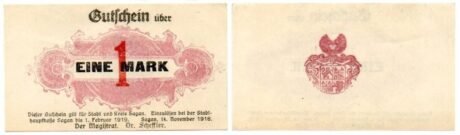 Реверс банкноты 1 marka (Niemcy) 1918