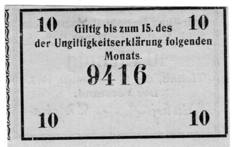 Реверс банкноты 10 fenigów Spar- und Darlehnskassenverein (Niemcy) 1917