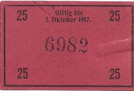 Реверс банкноты 25 fenigów Spar- und Darlehnskassenverein (Niemcy) 1917