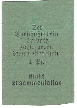 Реверс банкноты 1 fenig Kaufmännischer Verein/Vorschußverein; zielona księga (Niemcy)