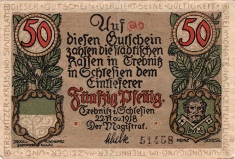 Аверс банкноты 50 fenigów (Niemcy) 1918