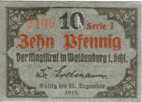 Аверс банкноты 10 fenigów (Niemcy)