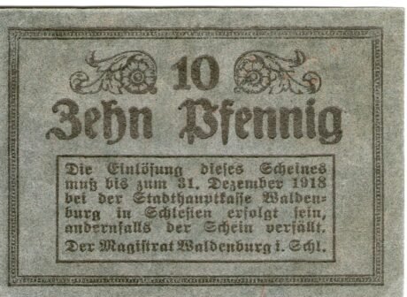 Реверс банкноты 10 fenigów (Niemcy)