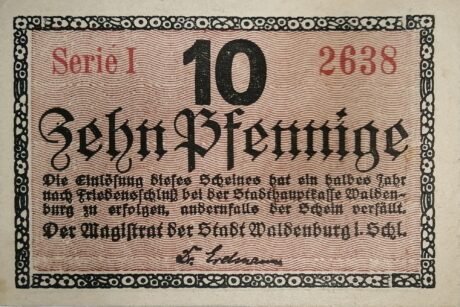 Аверс банкноты 10 fenigów (Niemcy)