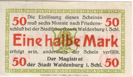 Реверс банкноты 50 fenigów (Niemcy)