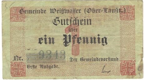 Аверс банкноты 1 fenig (Niemcy) 1917