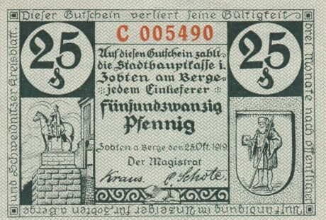 Аверс банкноты 25 fenigów (Niemcy) 1919