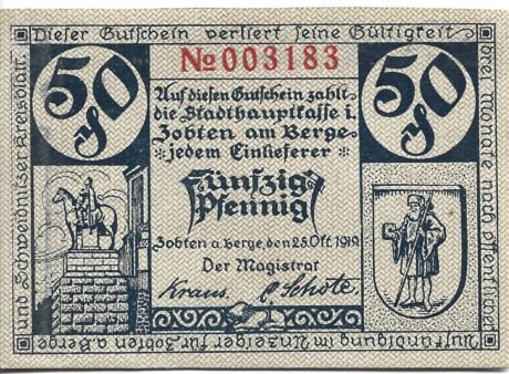 Аверс банкноты 50 fenigów (Niemcy) 1919