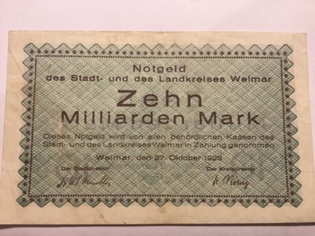 Аверс банкноты 10000000000 марок Stadt- und Landkreis Weimar (Германия) 1923 года