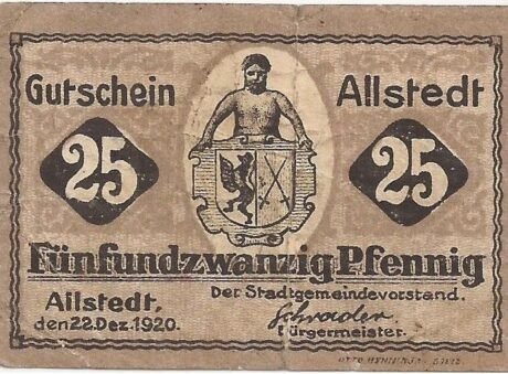 Аверс банкноты 25 fenigów (Niemcy) 1920