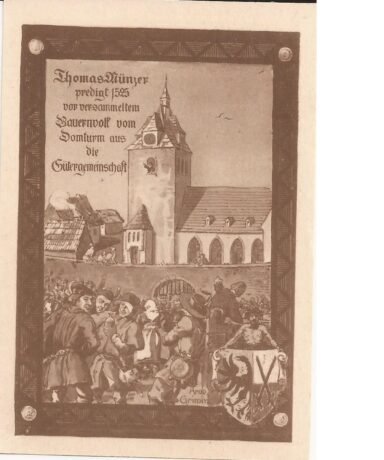 Реверс банкноты 25 serii Pfennig Millennial - wydanie 2: Müntzer (Niemcy) 1921