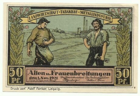 Аверс банкноты Seria celowników 50 fenigów - Flügelaltar w Frauenbreitungen (Niemcy) 1921