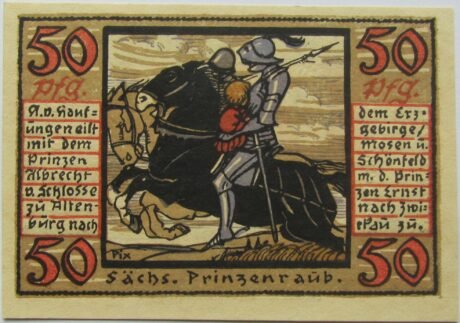 Реверс банкноты 50 fenigów Prinzenraub Series (Niemcy) 1921