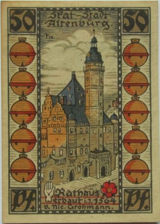 Реверс банкноты Seria 50 Pfennig Skat – Rathaus (Niemcy) 1921
