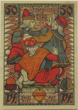 Реверс банкноты 50 fenigów Skat Series - Skatbrunnen (Niemcy) 1921