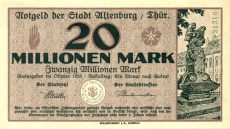 Аверс банкноты 20000000 marek (Niemcy) 1923