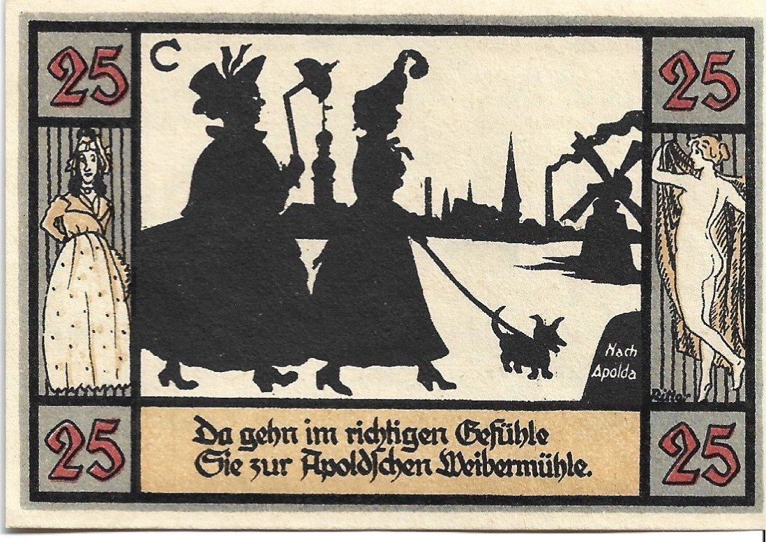 Реверс банкноты 25 пфеннигов Silhouette Series - Issue C (Германия) 1921 года