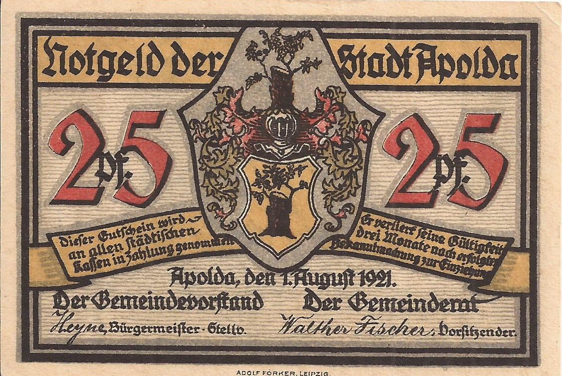 Аверс банкноты 25 пфеннигов Silhouette Series - Issue D (Германия) 1921 года