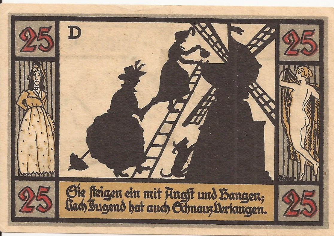 Реверс банкноты 25 пфеннигов Silhouette Series - Issue D (Германия) 1921 года