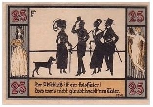 Реверс банкноты 25 пфеннигов Silhouette Series - Issue F (Германия) 1921 года