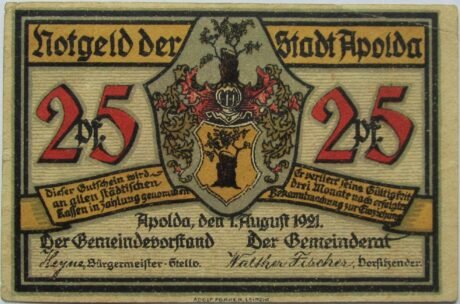 Аверс банкноты Seria sylwetkowa 25 fenigów – wydanie E (Niemcy) 1921