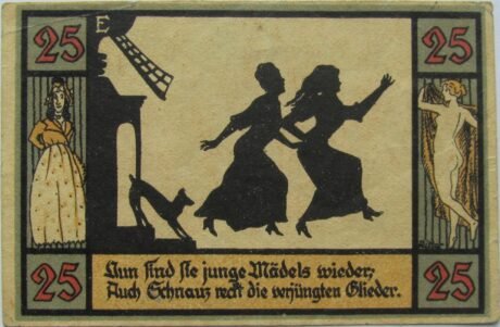 Реверс банкноты Seria sylwetkowa 25 fenigów – wydanie E (Niemcy) 1921