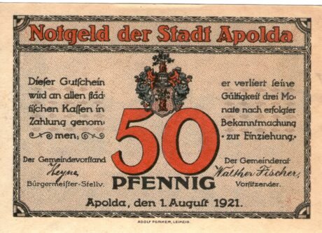 Аверс банкноты Seria rymów 50 fenigów – wydanie A (Niemcy) 1920