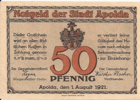 Аверс банкноты Seria rymów 50 fenigów – wydanie B (Niemcy) 1921