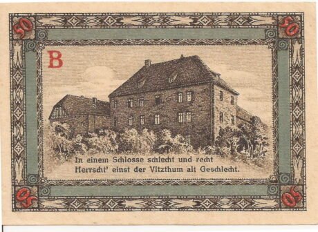 Реверс банкноты Seria rymów 50 fenigów – wydanie B (Niemcy) 1921