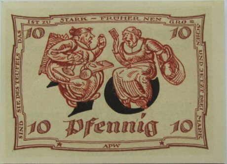 Реверс банкноты 10 пфеннигов Caricature Series - Issue 5 (Германия) 1921 года