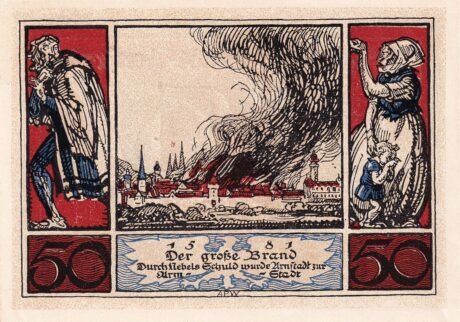 Реверс банкноты Seria historyczna 50 fenigów – numer 4 – 1581 (Niemcy) 1921