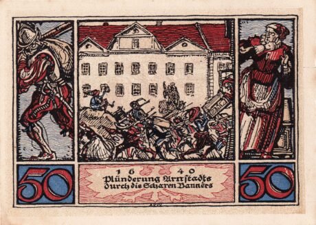 Реверс банкноты Seria historyczna 50 fenigów – numer 6 – 1640 (Niemcy) 1921