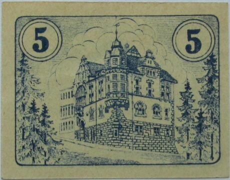 Реверс банкноты 5 fenigów (Niemcy) 1920