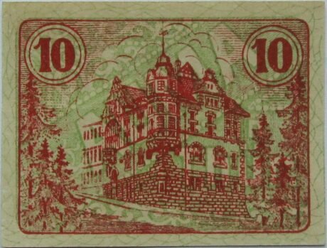 Реверс банкноты 10 fenigów (Niemcy) 1920