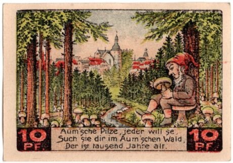 Реверс банкноты 10 fenigów (Niemcy) 1921