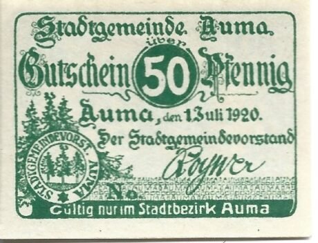Аверс банкноты 50 fenigów (Niemcy) 1920