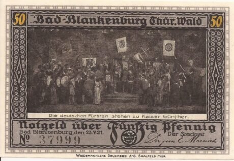 Аверс банкноты 50 fenigów Günther von Schwarzburg Series (Niemcy) 1921