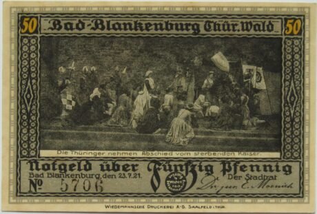 Аверс банкноты 50 fenigów Günther von Schwarzburg Series (Niemcy) 1921