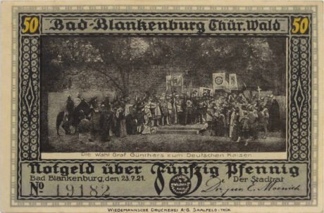 Аверс банкноты 50 fenigów Günther von Schwarzburg Series (Niemcy) 1921