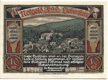 Аверс банкноты 10 fenigów (Niemcy) 1921