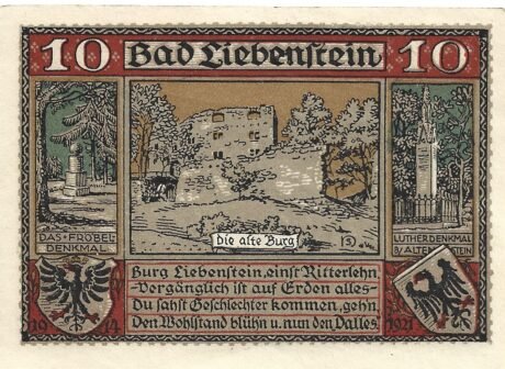 Реверс банкноты 10 fenigów (Niemcy) 1921