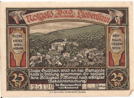 Аверс банкноты 25 fenigów (Niemcy) 1921