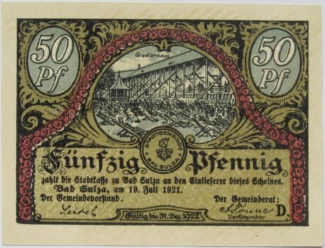 Аверс банкноты 50 fenigów Seria Spa Wydanie D (Niemcy) 1921